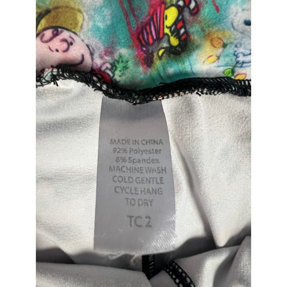 LuLaRoe Leggings Womens TC2 Multicolor Peanuts Christmas Snoopy Holiday Stretch - Picture 7 of 11